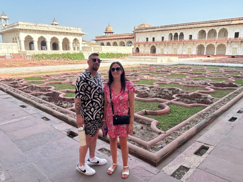Tourists visiting Agra Fort on a Same Day Agra Tour by Train from Delhi