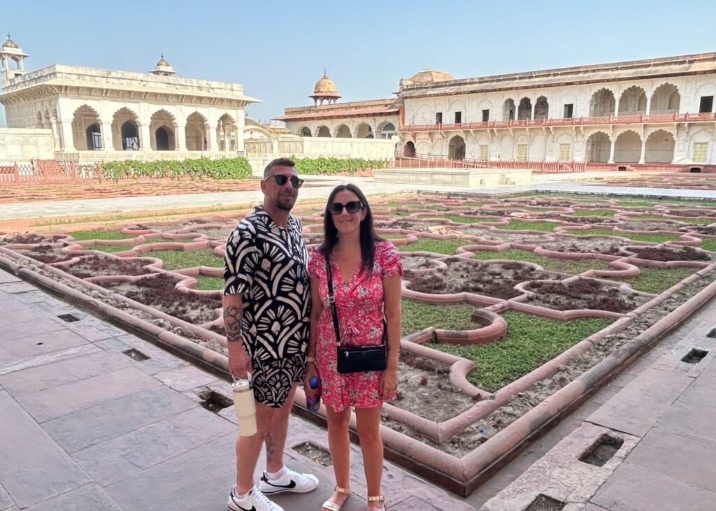 Tourists visiting Agra Fort on a Same Day Agra Tour by Train from Delhi